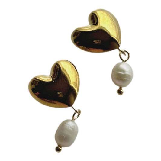 Pearl Heart Earrings