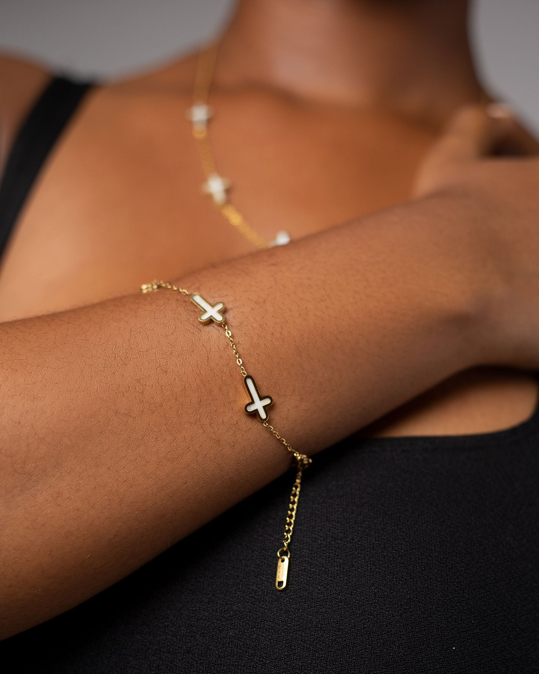 Pearl Cross Bracelet