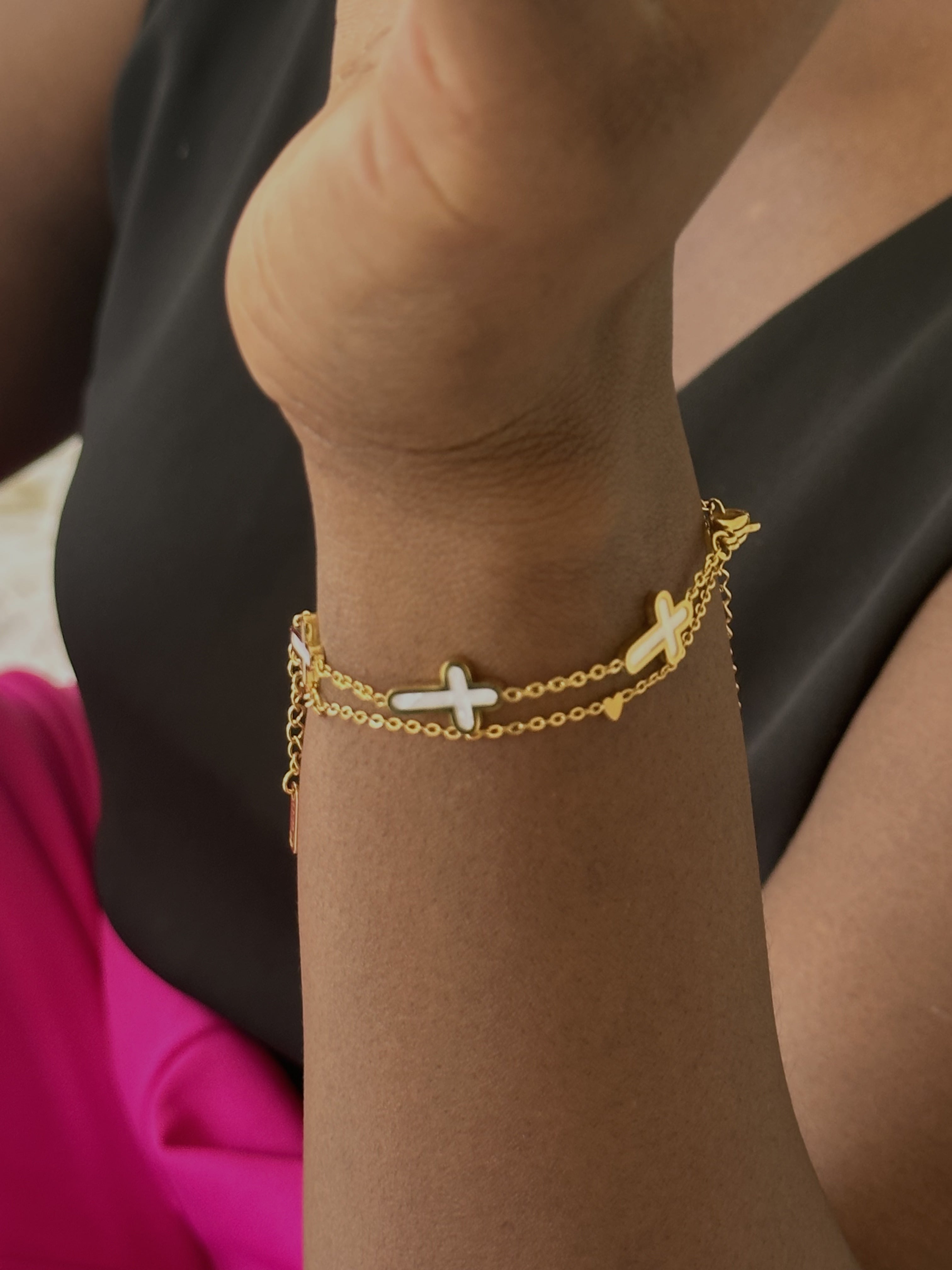 Pearl Cross Bracelet