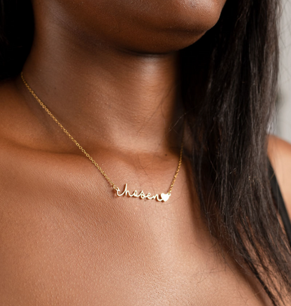 Chosen necklace from Proverbs 31 Collection celebrating God's chosen daughters and divine selection